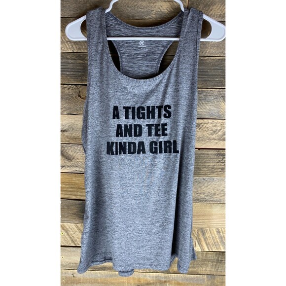 Champion Women's Sz XL Heather Gray Racerback With Saying Tank Top - Picture 1 of 10